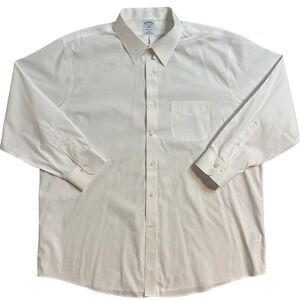 Brooks Brothers 1818 Regular Fit Non Iron White Cotton Dress Shirt 17 1/2 32 33